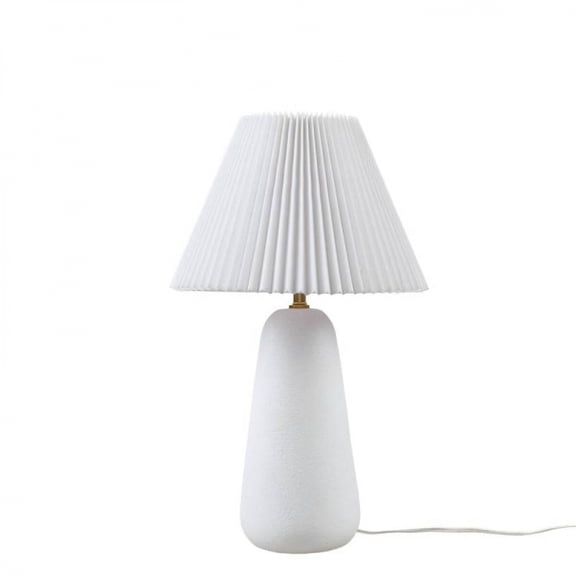 Textured Ceramic Table Lamp with Fluted Fabric Shade White See below On-Site