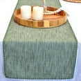 thumbnail image 1 of Textured Cloth Table Runner 90 inches Long With Decorative Stitched Edge Kitchen Table Runner Bedroom Dresser Scarf Dining Room Table Topper Washable Cotton Fabric Runner Furniture Top Cover Green, 1 of 7