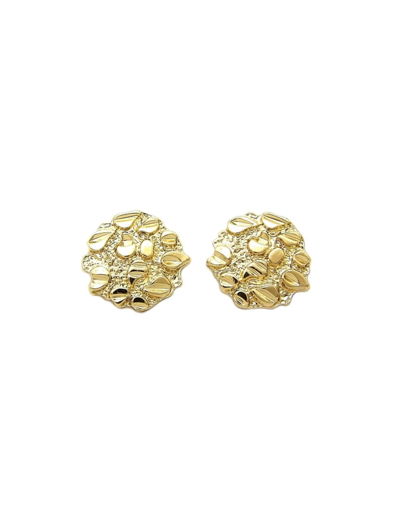 Textured Cookie Nugget Magnetic Stud Earrings, Gold-Tone