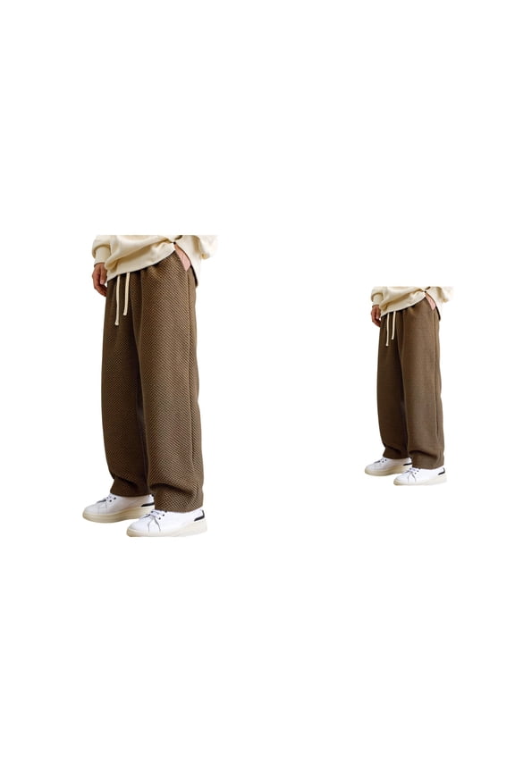 Textured Corduroy Straight Leg Jeans, Men's Stretch Classic Fit, Relaxed Casual Trousers for Summer