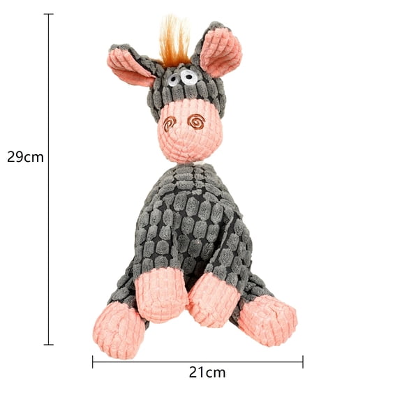 Textured Corn Plush Squeaky Farm Animal Dog Chew Toy, Durable Stuffed Donkey Horse Sheep Interactive Play Toy