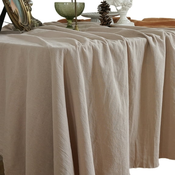Textured Cotton Linen Tablecloth Vintage Design Rectangular Table Cover Stain for Farmhouses Dining Party