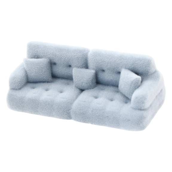 Textured Couch 1:12 Scale Sofa Miniature for Living Room Layouts, Rounded Arm Detail, Shelf Display Decor Styling Use