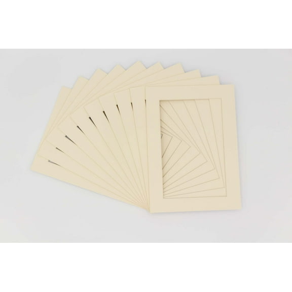 Textured Cream Acid Free 11x14 Picture Frame Mats with White Core Bevel Cut for 8.5x11 Pictures -