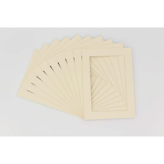 Textured Cream Acid Free 16x20 Picture Frame Mats with White Core Bevel Cut for 13x19 Pictures -