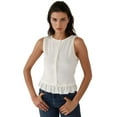 thumbnail image 1 of Textured Crew Neck Blouse with Ruffle Detail, 1 of 5