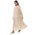 thumbnail image 1 of Textured Crew Neck Maxi Dress with Buttons, 1 of 6