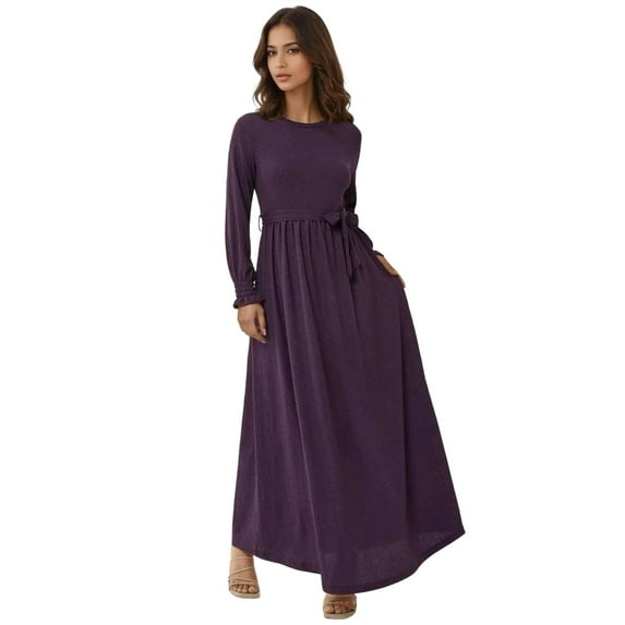 Textured Crew Neck Maxi Dress