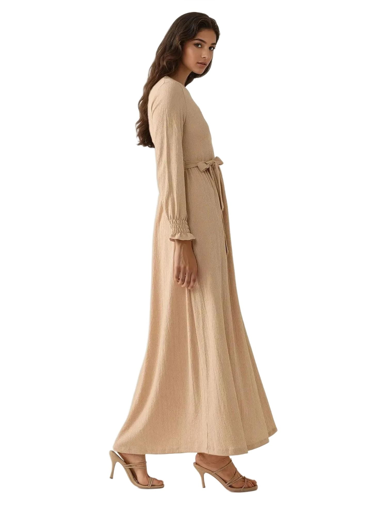 Textured Crew Neck Maxi Dress - Walmart.com