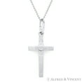 thumbnail image 1 of Textured Cross Pendant & Chain Necklace in .925 Sterling Silver w/ Rhodium, 1 of 1