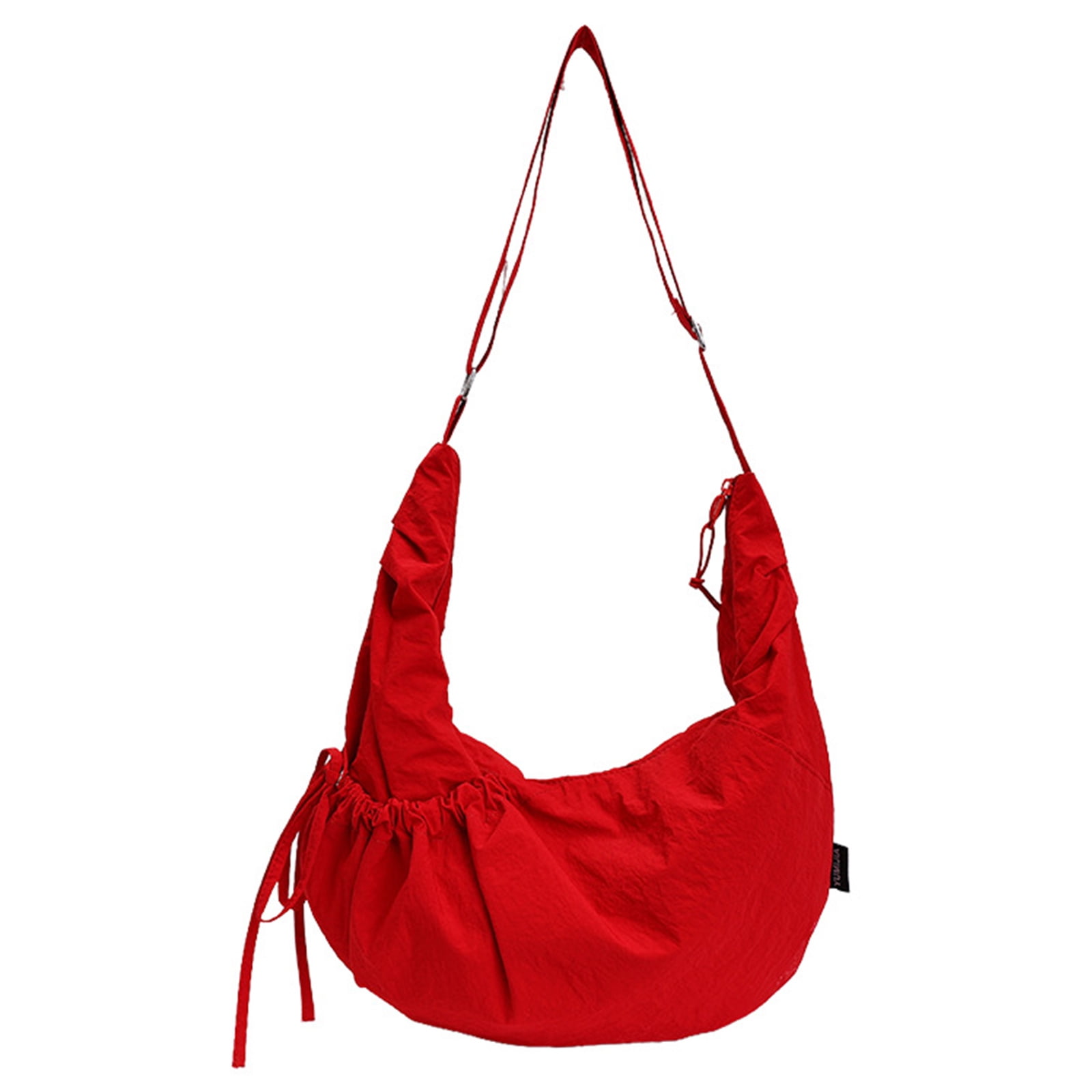 Textured Crossbody Bag with Ruched Folds, Drawstring-Gathered Opening ...
