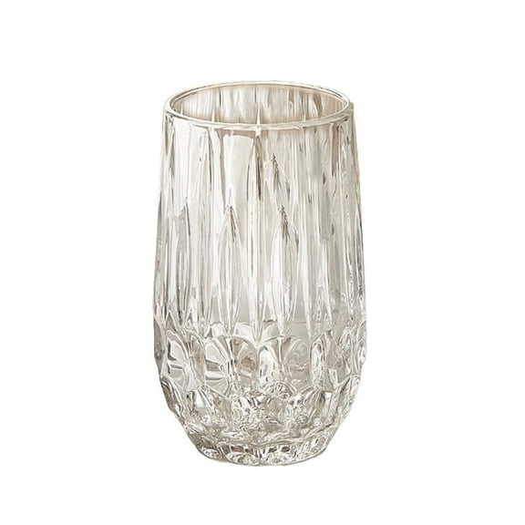 Textured Crystal Glass Cups, 2 Size Clear Fancy Glassware for Cocktail Tea Water Beer Soda Beverages