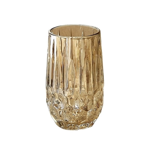 Textured Crystal Glass Cups, 2 Size Clear Fancy Glassware for Cocktail Tea Water Beer Soda Beverages
