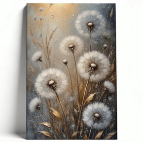 Dandelion Framed Canvas Wall Art, Textured Floral Oil Painting Print, Cuadro Decorativo Para Sala, Wall Art for Living Room Bedroom, 8×12, Ready to Hang