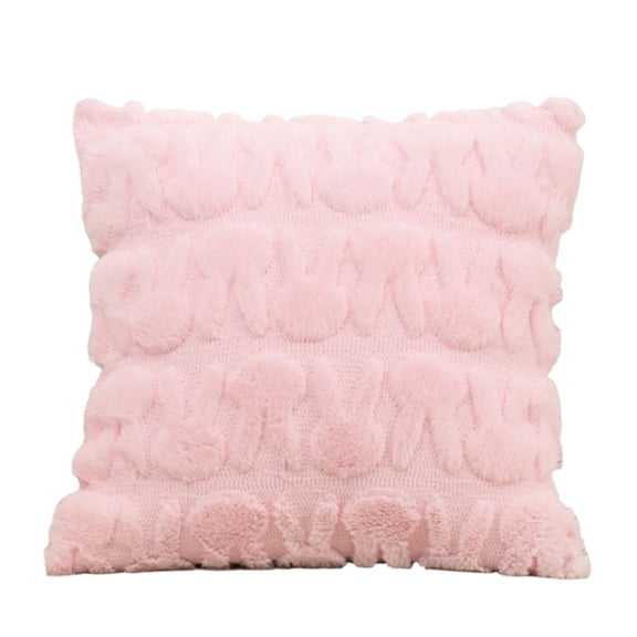 Textured Decorative Square Throw Pillow with Soft Plush Surface and Knitted Pattern for Sofa Bed Chair Couch Home Decor