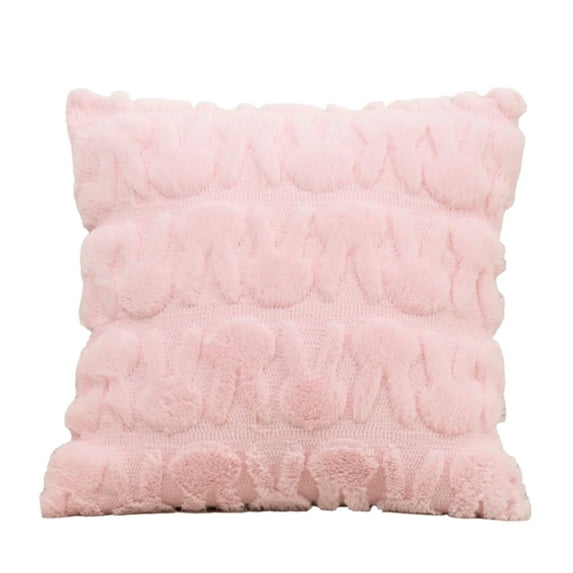 Textured Decorative Square Throw Pillow with Soft Plush Surface and Knitted Pattern for Sofa Bed Chair Couch Home Decor