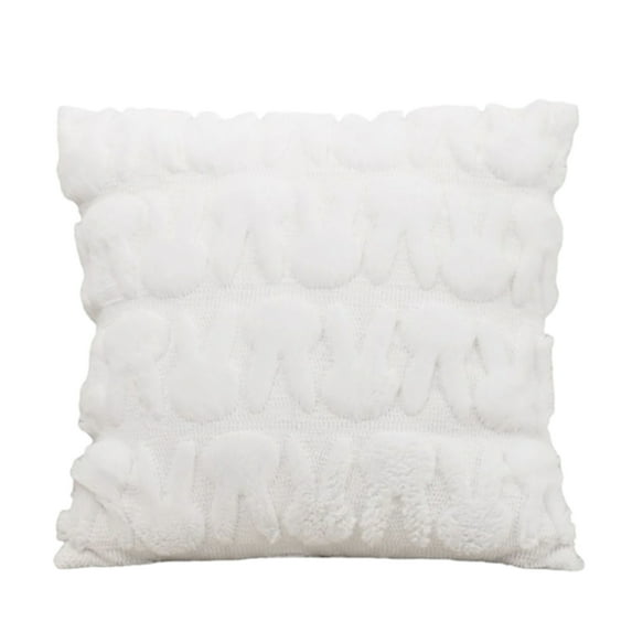 Textured Decorative Square Throw Pillow with Soft Plush Surface and Knitted Pattern for Sofa Bed Chair Couch Home Decor