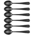 thumbnail image 1 of Textured Demitasse Espresso Spoons Set of 6 – 4.5 Inch Coffee Spoons with Modern Hexagonal Handles – Black, 1 of 1