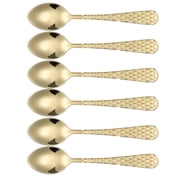 Textured Demitasse Espresso Spoons Set of 6   4.5 Inch Coffee Spoons with Modern Hexagonal Handles   Gold