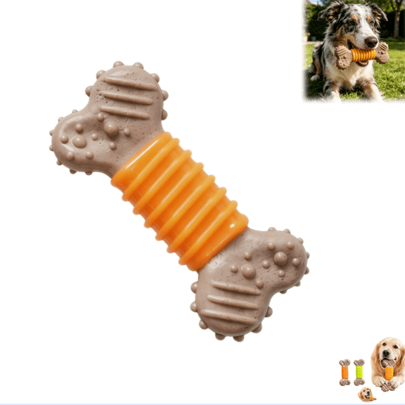 Textured Dog Chew Toy, Interactive Teeth Cleaning Bone, Tough Chew Stick for Aggressive Chewers, Puppy Teething Toy for Small Medium Large Dogs