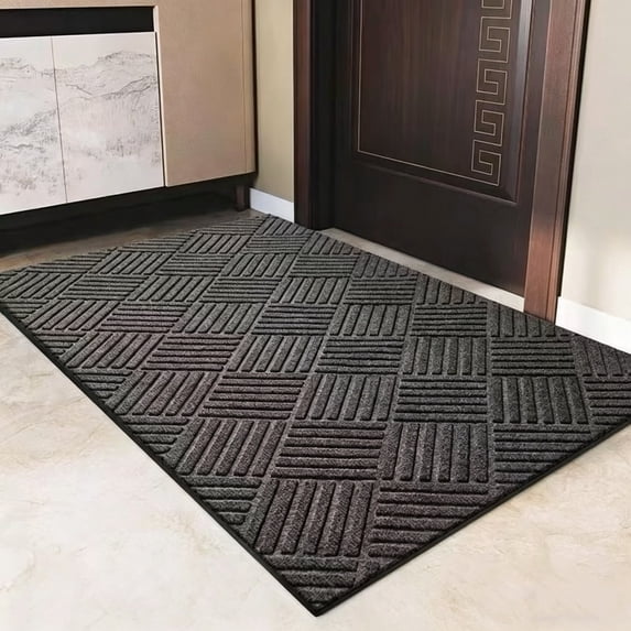 Textured Door Mat, Thick Absorbent Entryway Rug with Non-Slip Base, Indoor Outdoor Scraper Mat for Mudroom Patio