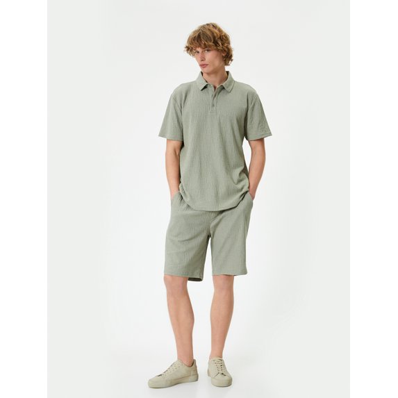 Textured Drawstring Shorts