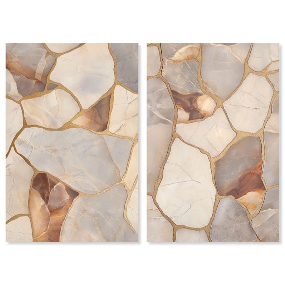 Textured Earthy Tones Duo Canvas Print Boho Wall Decor by Art Remedy, Gallery Wrapped, 10 x 15