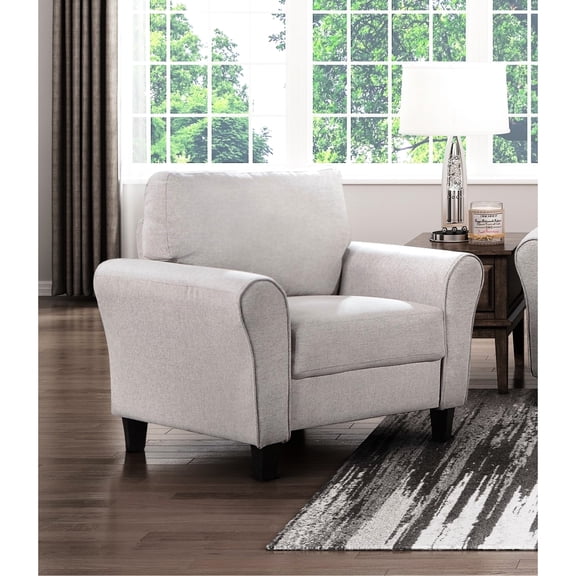 Textured Fabric Chair In Sand Color, Solid Wood & Plywood Construction, Foam Padding And Pocket Coils, Attached Seat Back Cushions Modern Hued With Fabric, Over For Living Room