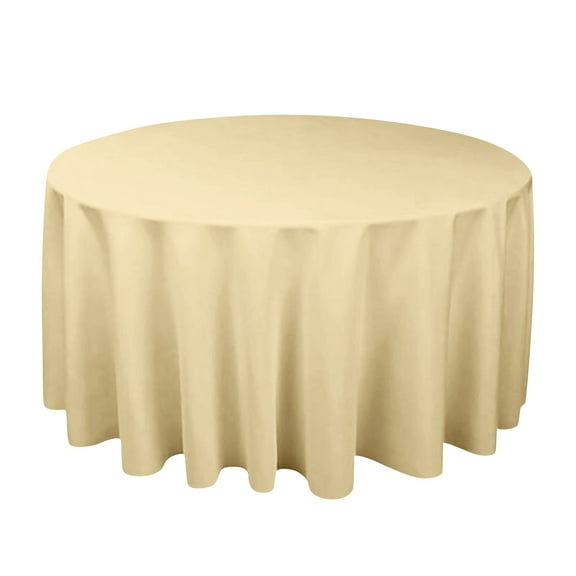 Textured Fabric Round Tablecloths, Beige Water Resistant Table Cloth Circle Folding Table Covers for Dining, Kitchen, Wedding, Parties etc. Machine Washable