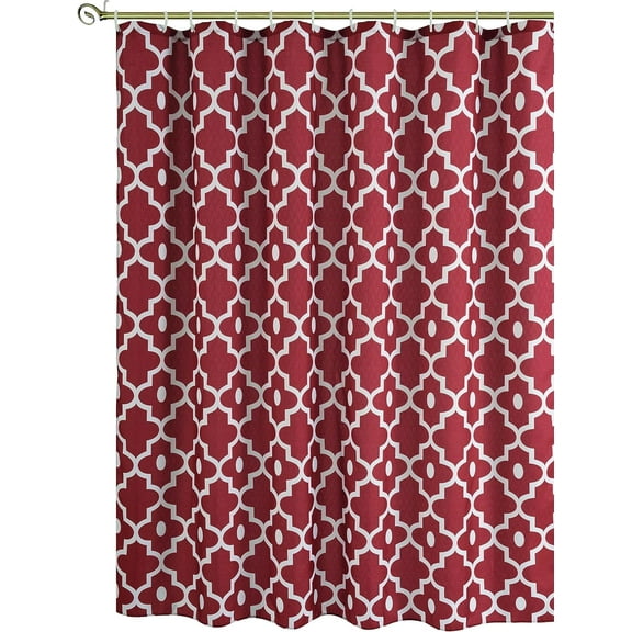 Textured Fabric Shower Curtains 72" X 72", Burgundy Morocco Pearl Printed Bathroom Curtains Machine Washable