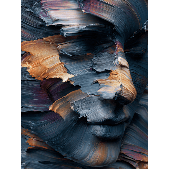 Textured Face Oil Painting Canvas Print, Wall Decor for Living Room Bedroom Office Hotel Lobby Gallery