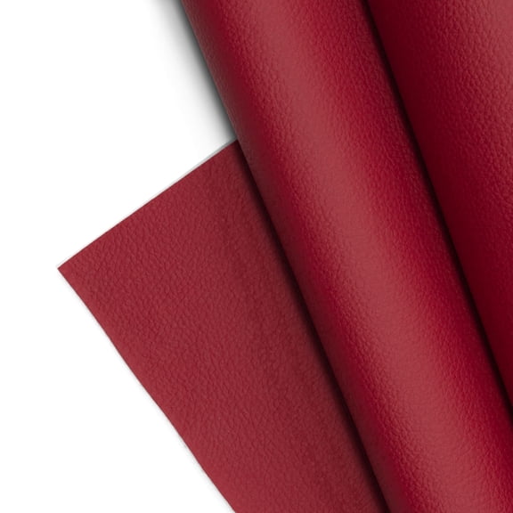 Textured Faux Leather Fabric, Smooth Pebble Grain Vinyl Sheets, Embossed Material, Upholstery, Fashion Apparel, Automotive, DIY and Crafting Pleather - 1 Foot 12"x54" (Red)