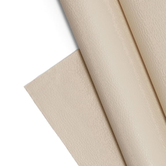 Textured Faux Leather Fabric, Smooth Pebble Grain Vinyl Sheets, Embossed Material, Upholstery, Fashion Apparel, Automotive, DIY and Crafting Pleather - 1 Foot 12"x54" (Ivory)