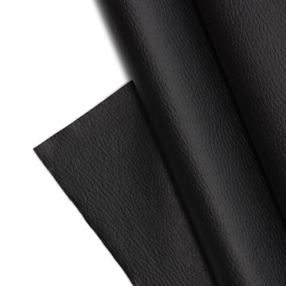 Textured Faux Leather Fabric, Smooth Pebble Grain Vinyl Sheets, Embossed Material, Upholstery, Fashion Apparel, Automotive, DIY and Crafting Pleather - 1 Foot 12"x54" (Black)