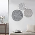 thumbnail image 1 of 20" 3-Piece Feather Metal Wall Art Set, Grey Textured Disc Decor with Hook Rings, 1 of 13