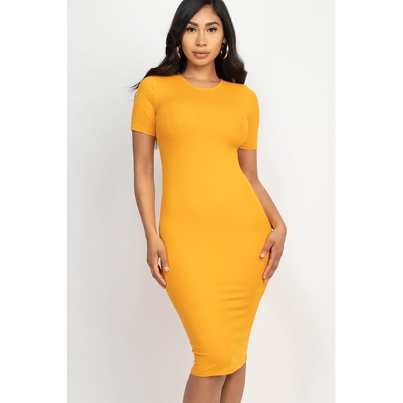 Textured Fitted Midi Dress