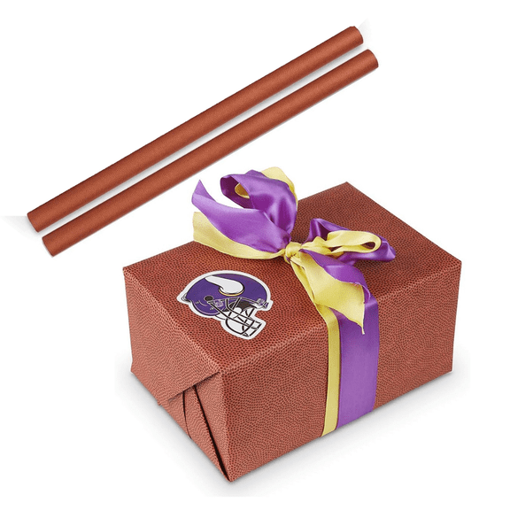 Textured Football Wrapping Paper by All Star Products | Embossed Football Wrapping Paper | 21” x 30” Sheets | 2 Sheets per Roll | Pigskin Gift Wrap