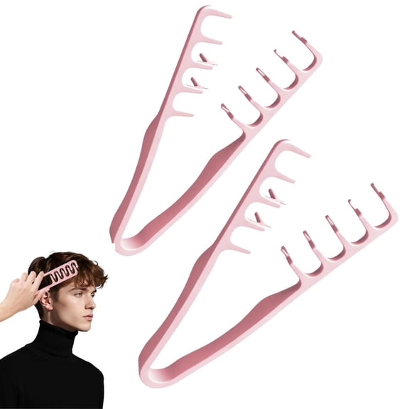 Textured Fringe Comb, 2026 Men's Texture Styling Comb, Volumizing Wide Tooth Hair Comb, Anti-Frizz Styling Tool with ABS Plastic Non-Slip Textured Handle for Men & Women