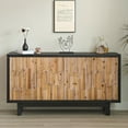 thumbnail image 1 of Textured Geometric Wooden 4-door Storage - Modern And Functional Unit Natural Wood Sideboard Pattern, Spacious, 1 of 6