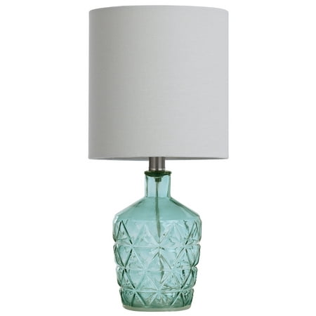 Textured Glass Accent Lamp with an Open Bottom Design - Sky Blue
