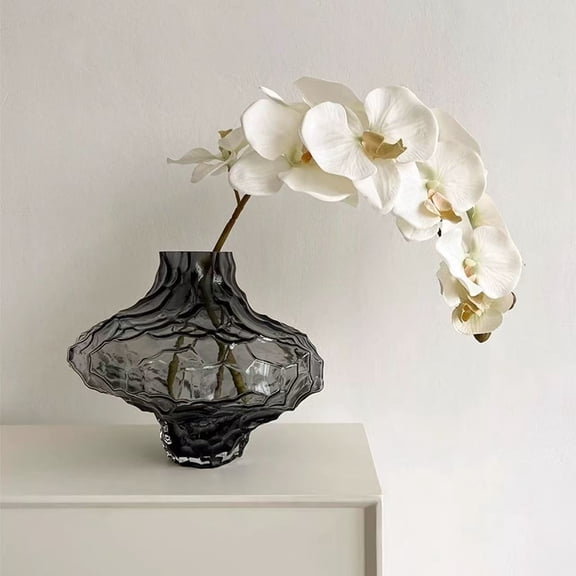 Textured Glass Vase Hand Blown Flower Vase Modern Table Centerpiece For Dining Table Model Home Decor Black 2
