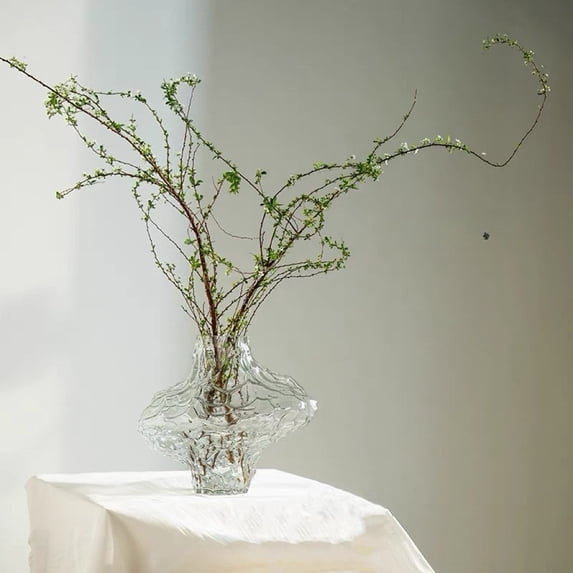 Textured Glass Vase Hand Blown Modern Flower Bud Centerpiece Dining Table Living Room Kitchen Office Home Decor Wedding Housewarming Gift