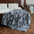 thumbnail image 1 of Textured Grace Faux Fur Throw Blanket for Couch Sofa Bed, Ultra Soft Plush Mink Blanket, Reversible Fluffy Thick Warm Blanket for Living Room (Brown, 50''x60'') C78, 1 of 6