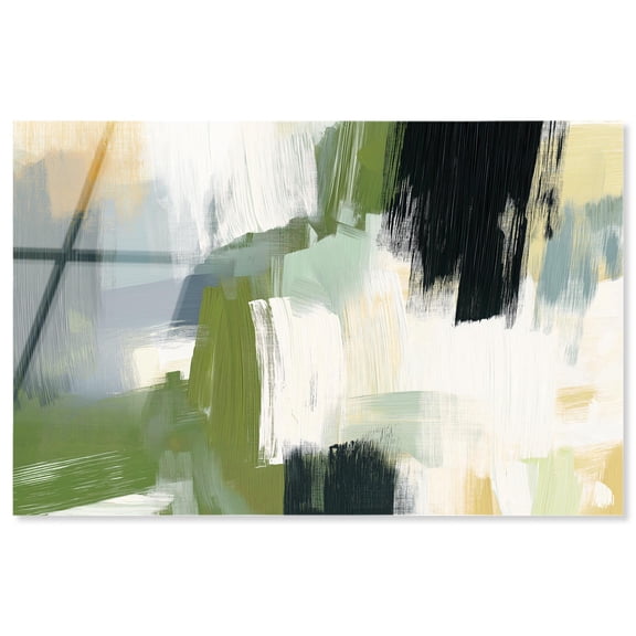 Textured Greens I High-Gloss Frameless Acrylic Glass Wall Art Color Block Abstract by Art Remedy, Ready to Hang, 15 x 10