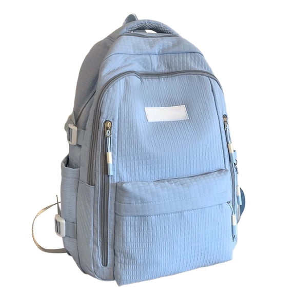Textured Grid Fabric Simple Solid Color Backpack Multi Pocket Lightweight Waterproof Teen Daily Back To School Casual Daypack