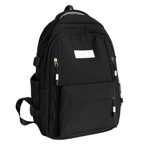 Textured Grid Fabric Simple Solid Color Backpack Multi Pocket Lightweight Waterproof Teen Daily Back To School Casual Daypack