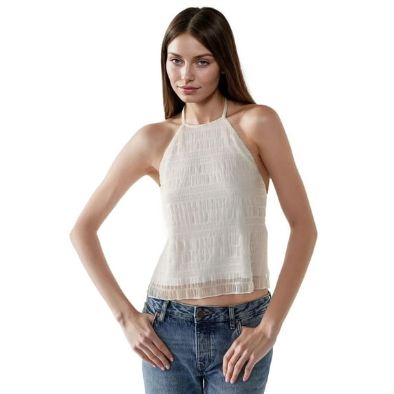 Textured Halter Neck Fitted Top