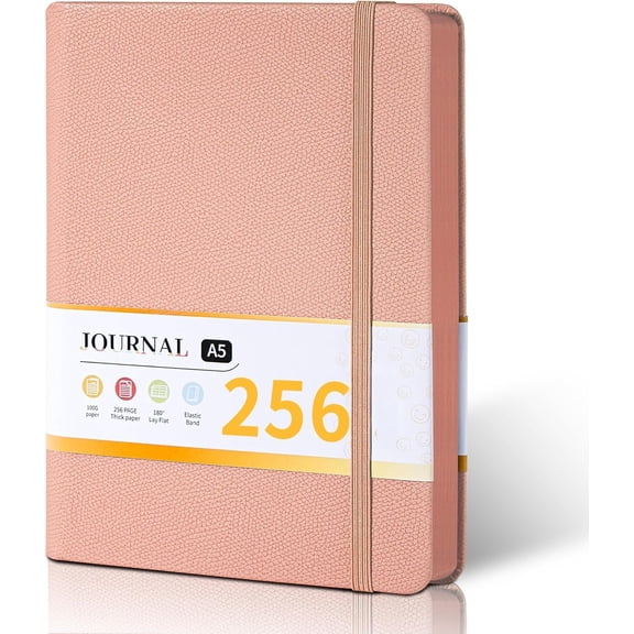 Textured Hardcover Lined Journal for Women and Men, A5 Leather Journal Notebook with 256 Pages, 100GSM Paper - College Ruled Journaling Notebook for Writing, Work, School, Daily Diary