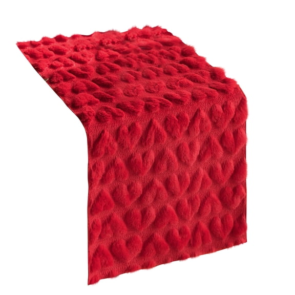 Textured Heart Pattern Knitted Table Runner Soft Decorative Fabric for Dining Room Wedding Party Home Decor
