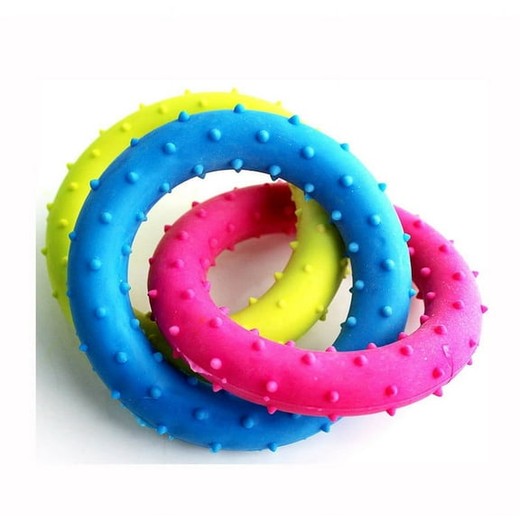Textured Interlocking Ring Chew Toy, Multicolor Bumpy Teething Accessory, Interactive Training Play Gear for Household Dogs Daily Entertainment